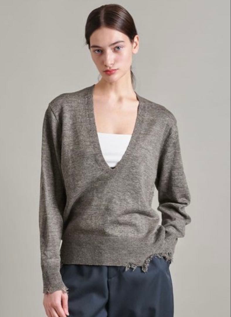<LOEFF> ダメージVネックニットプルオーバー