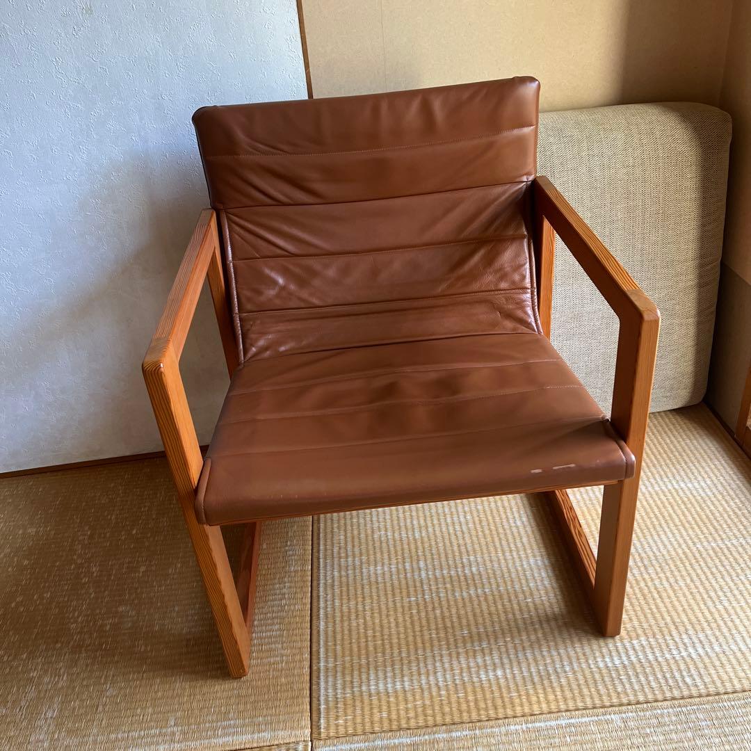 吉村順三　たためる椅子　ブラウンレザー貼り