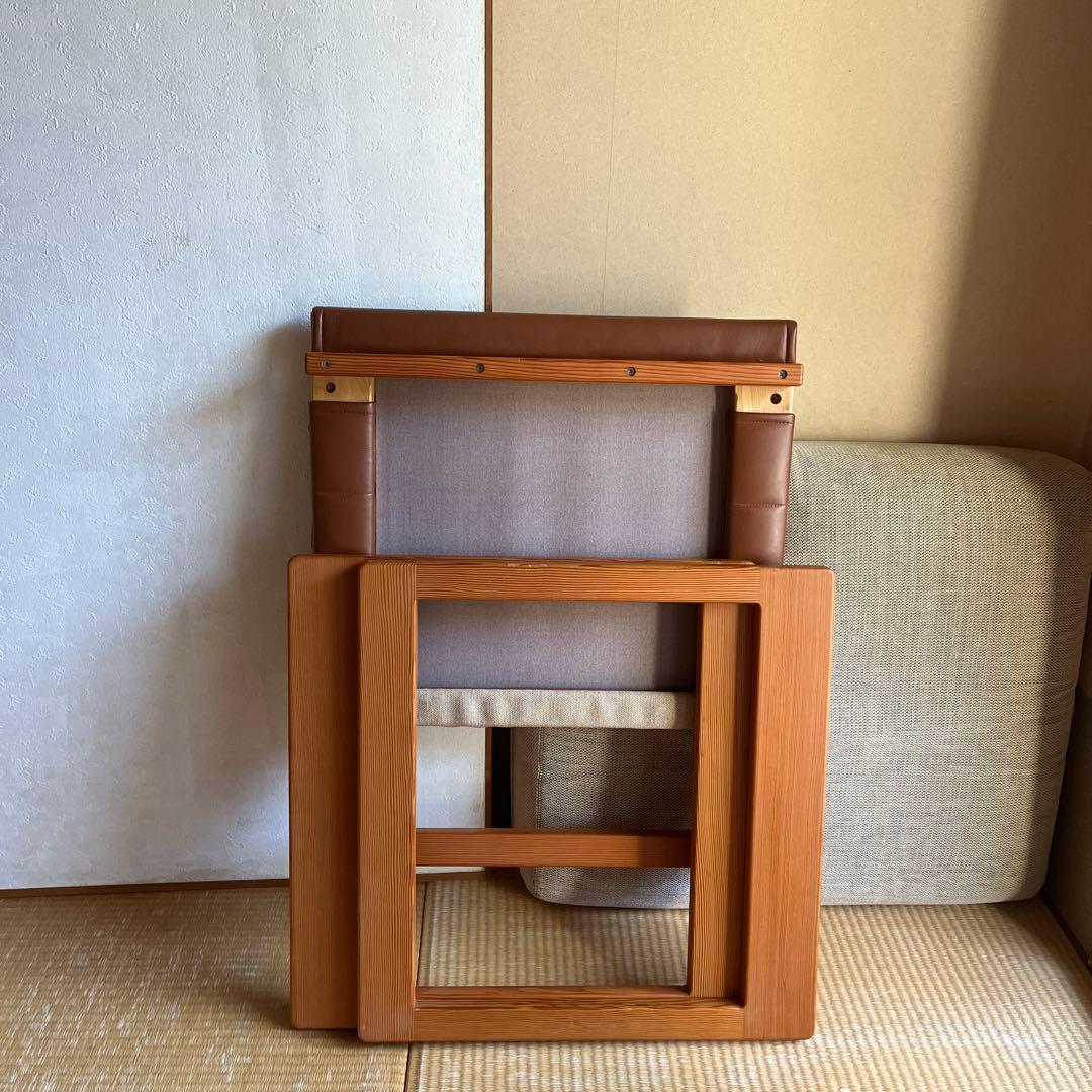 吉村順三　たためる椅子　ブラウンレザー貼り