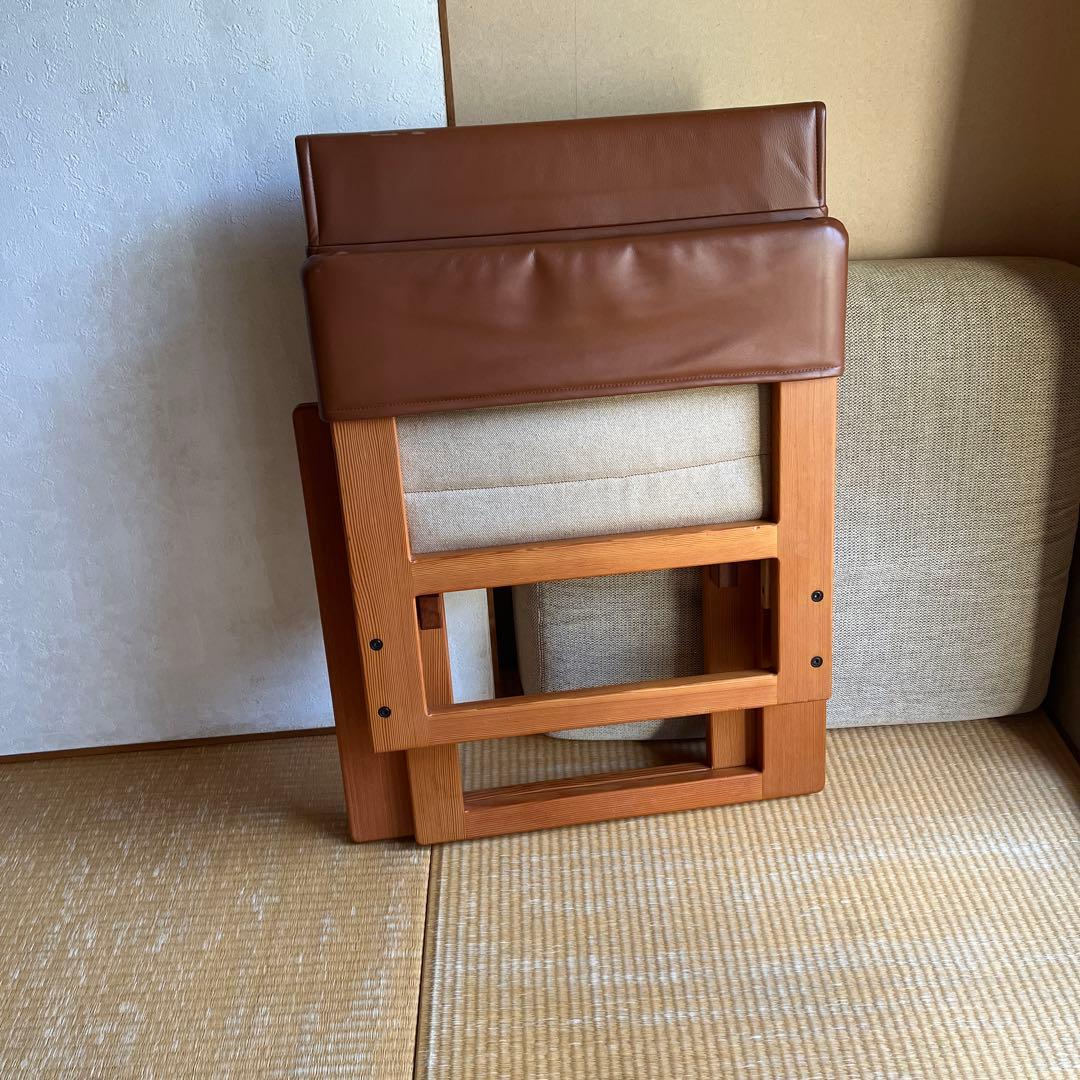 吉村順三　たためる椅子　ブラウンレザー貼り