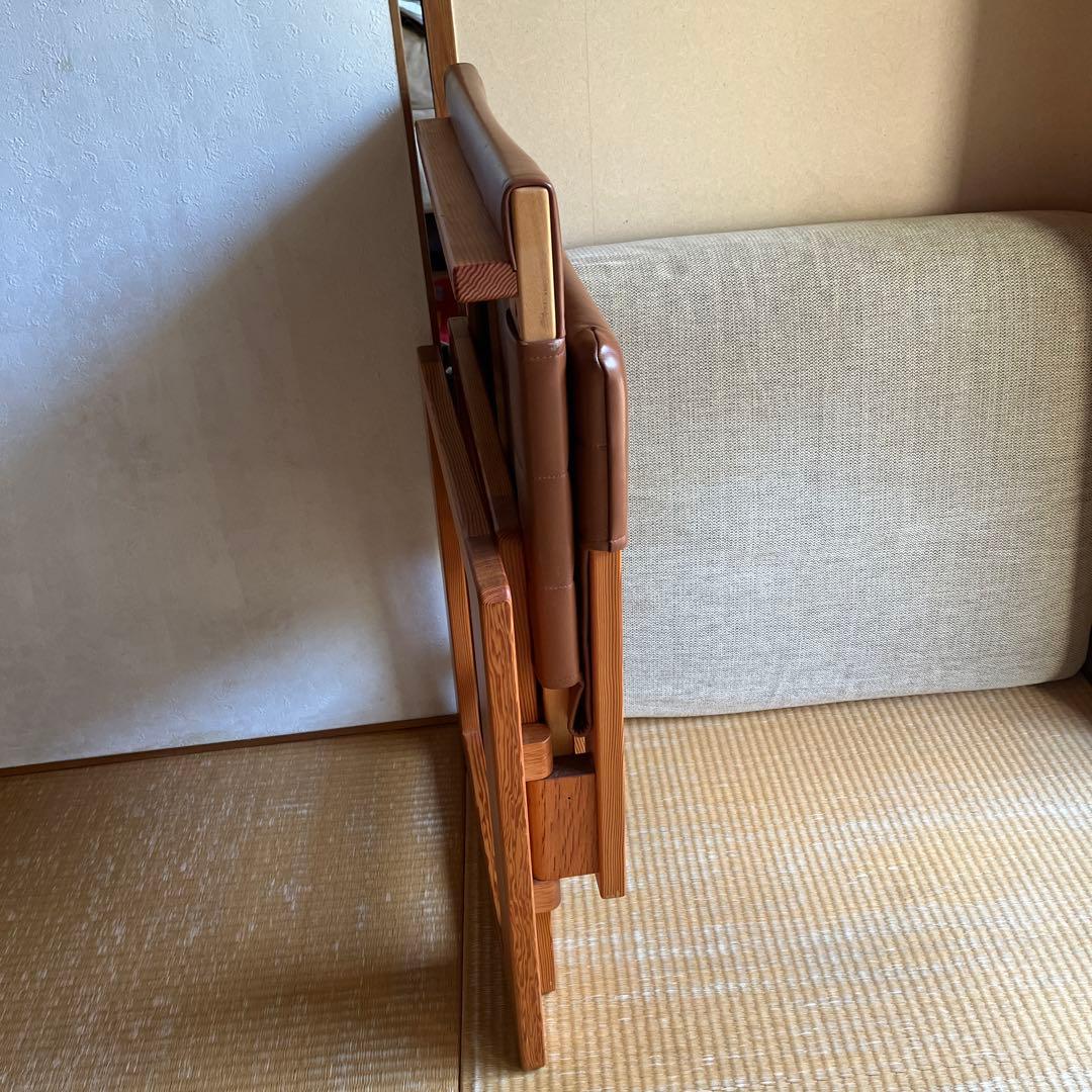 吉村順三　たためる椅子　ブラウンレザー貼り