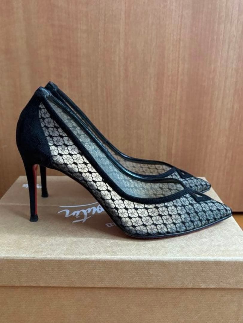 クリスチャンルブタン　レースパンプス　BLACK