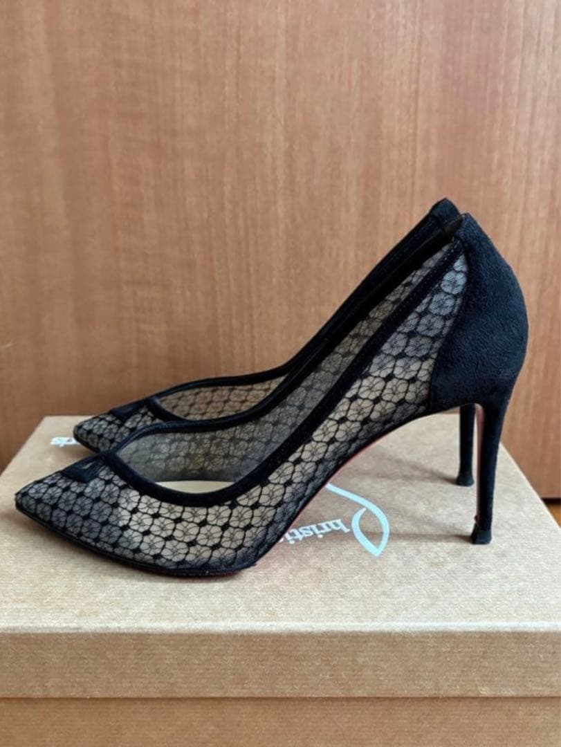 クリスチャンルブタン　レースパンプス　BLACK