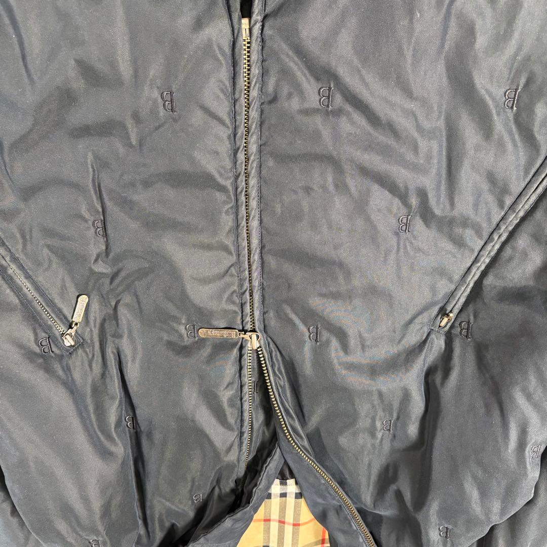 バーバリーズ 金タグ ロングコート 黒 中綿 刺繍ロゴ 総柄Bロゴ ノバチェック