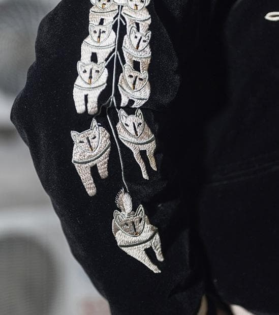 アラスカ　スカジャン　スーベニアジャケット　白熊　鹿　刺繍　　リバーシブル　L