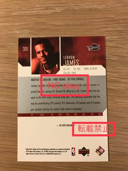 その他 UD Lebron James rookie card 301