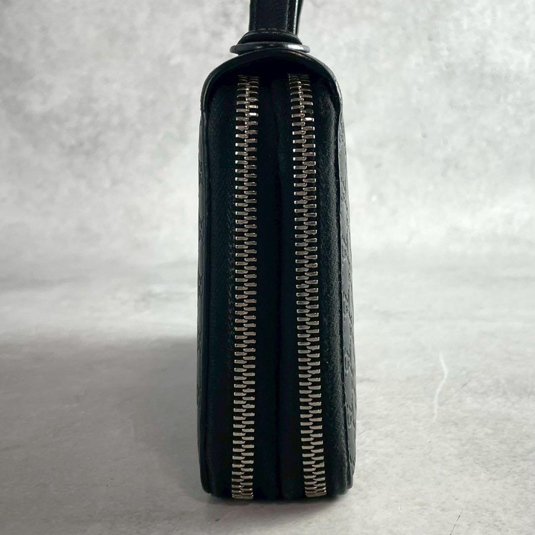 グッチ マイクロシマ オーガナイザー ダブルファスナー レザー ブラック