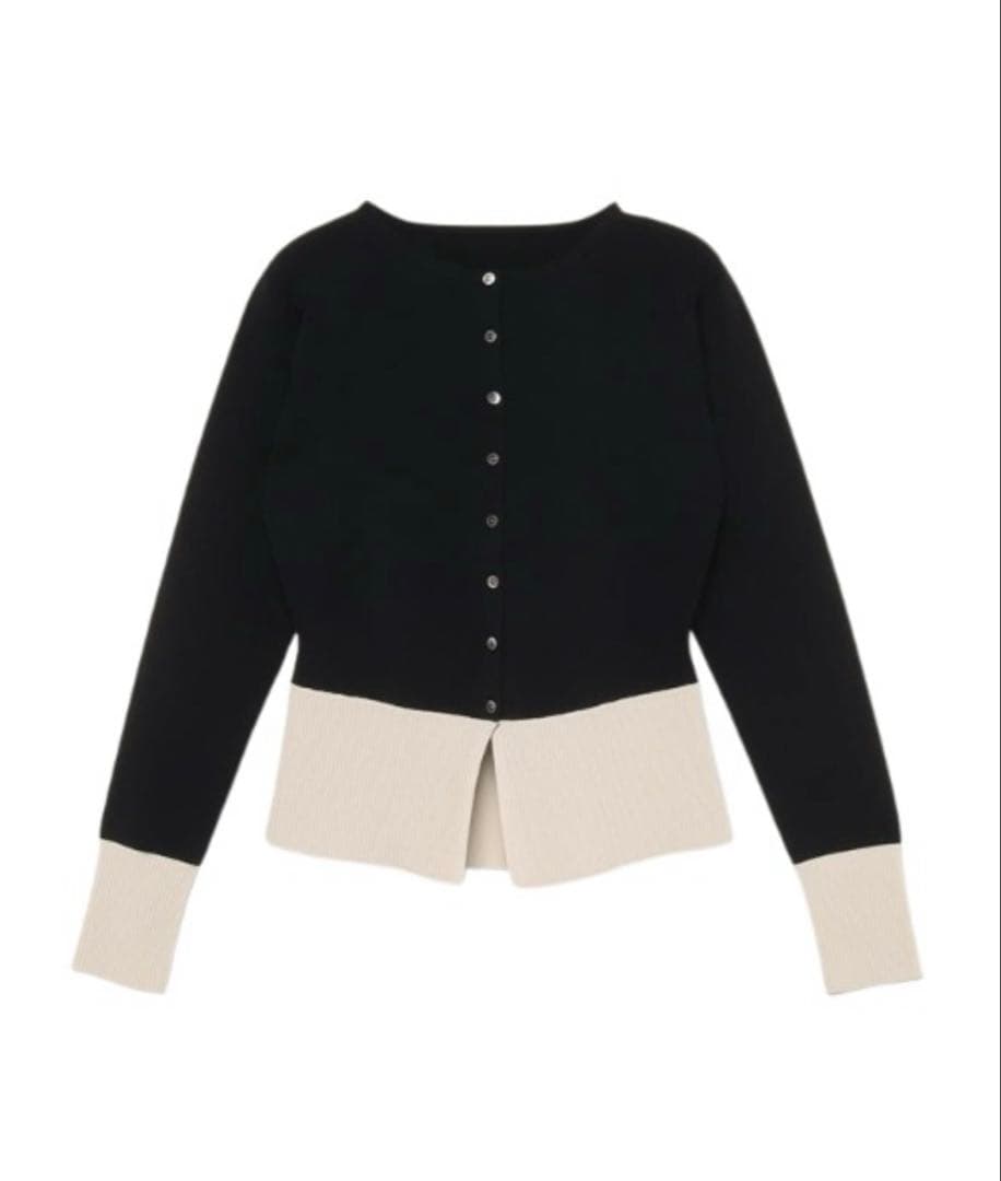 anuans ペプラムニットカーディガン ブラック