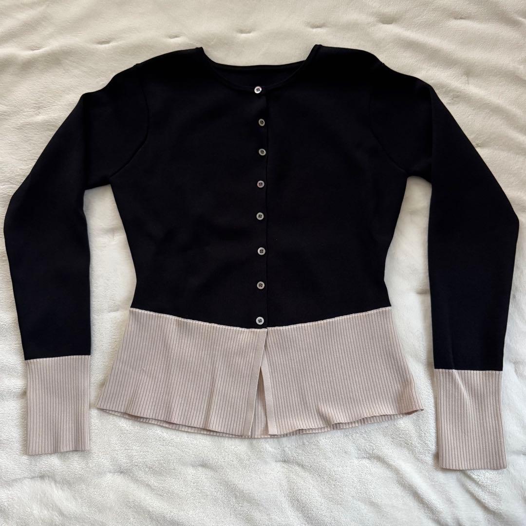 anuans ペプラムニットカーディガン ブラック