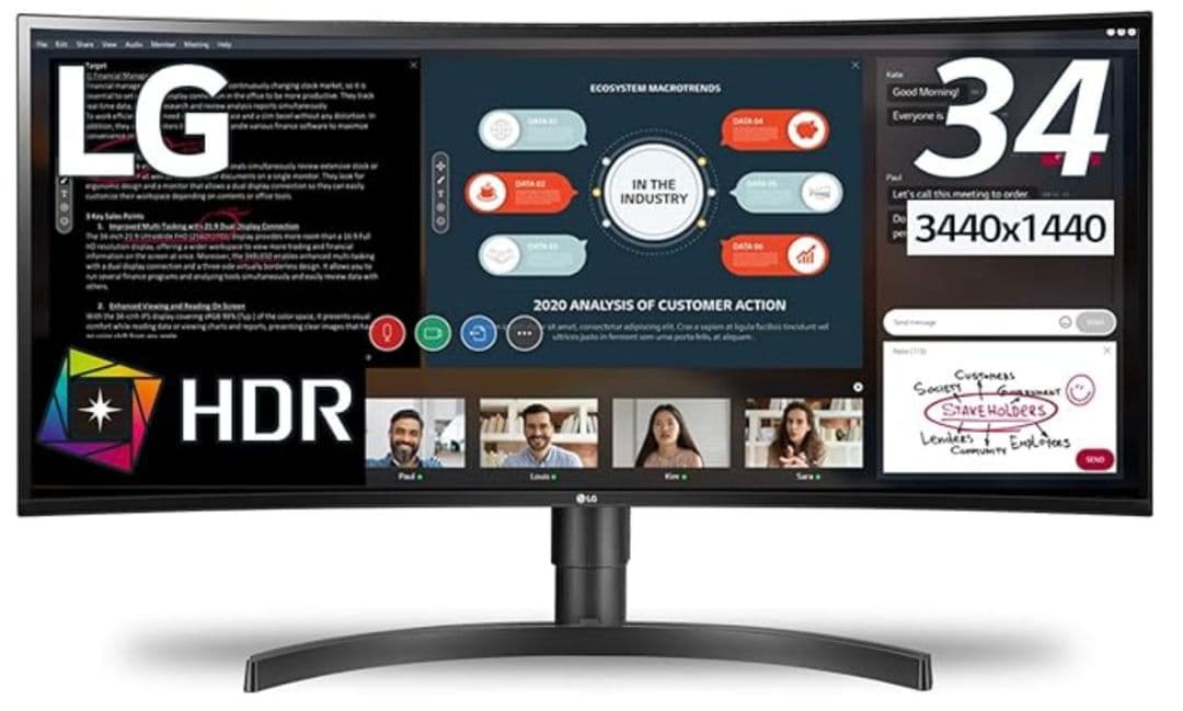 LG34インチ3440x1440ウルトラワイド曲面ディスプレイ