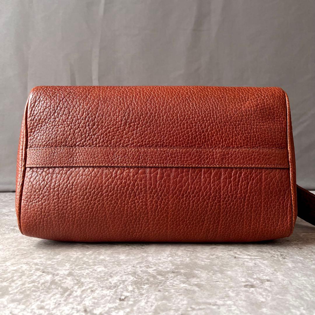 ポロラルフローレン ミニボストンバッグ　ハンドバッグ レザー シボ革 ブラウン