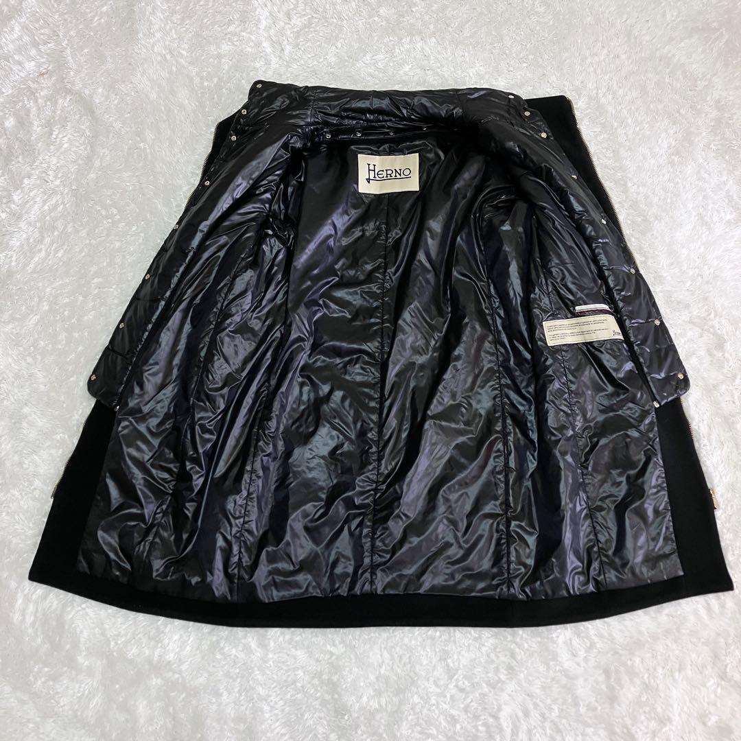 ヘルノ レイヤードダウン コンビ コート コクーン 2way ブラック