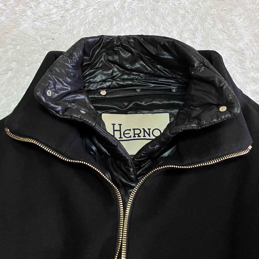 ヘルノ レイヤードダウン コンビ コート コクーン 2way ブラック