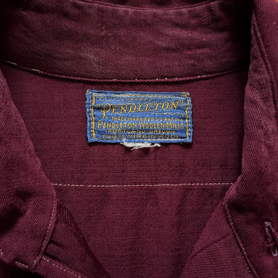40s ペンドルトン ウール ギャバジン シャツ /ボードシャツ 50s 60s