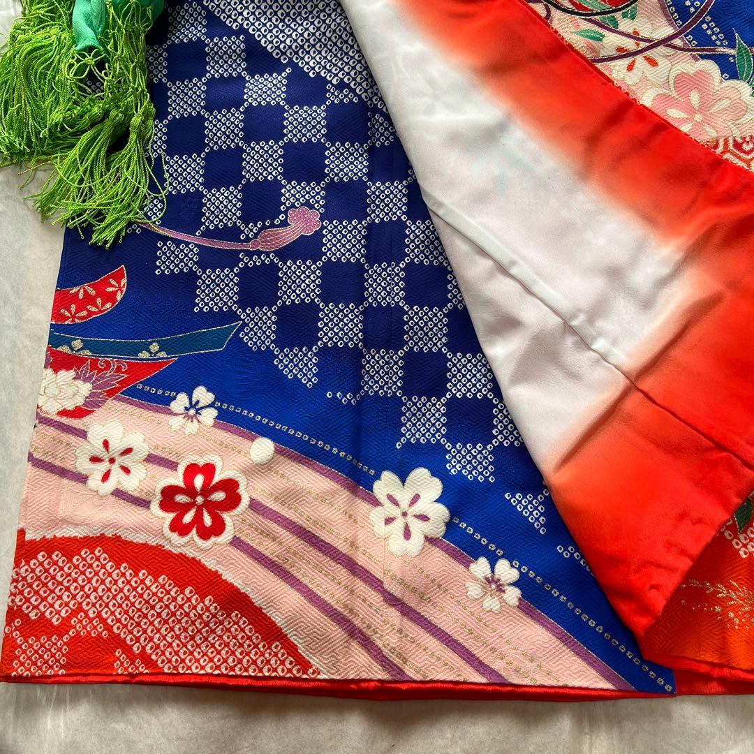 NICO！ 七五三　7歳　女の子着物セット　付け帯付き　草履　青しぼり調