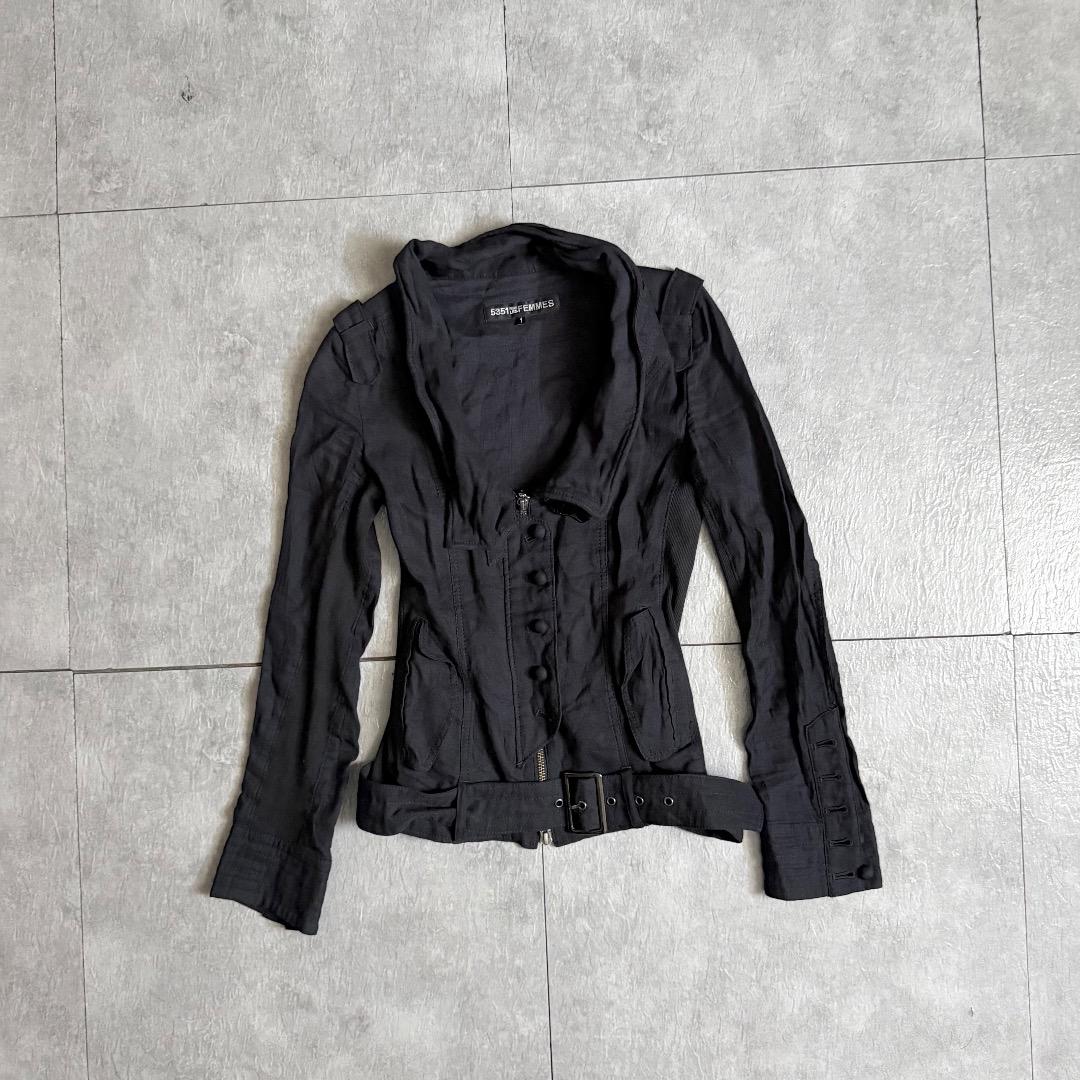 5351POURLESFEMMESミリタリージャケット黒ダブルジップy2k