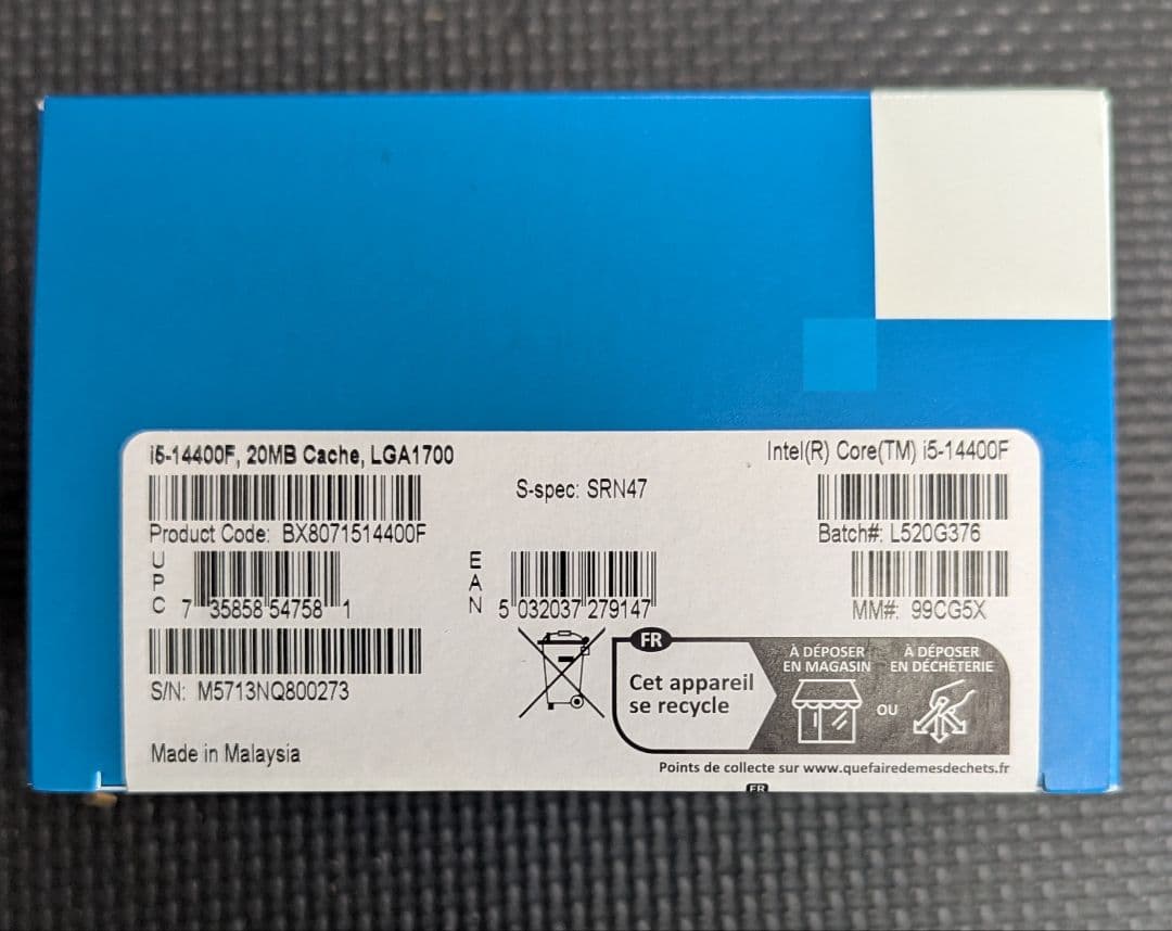 Intel Core i5-14400F 14世代 CPU　ほぼ新品