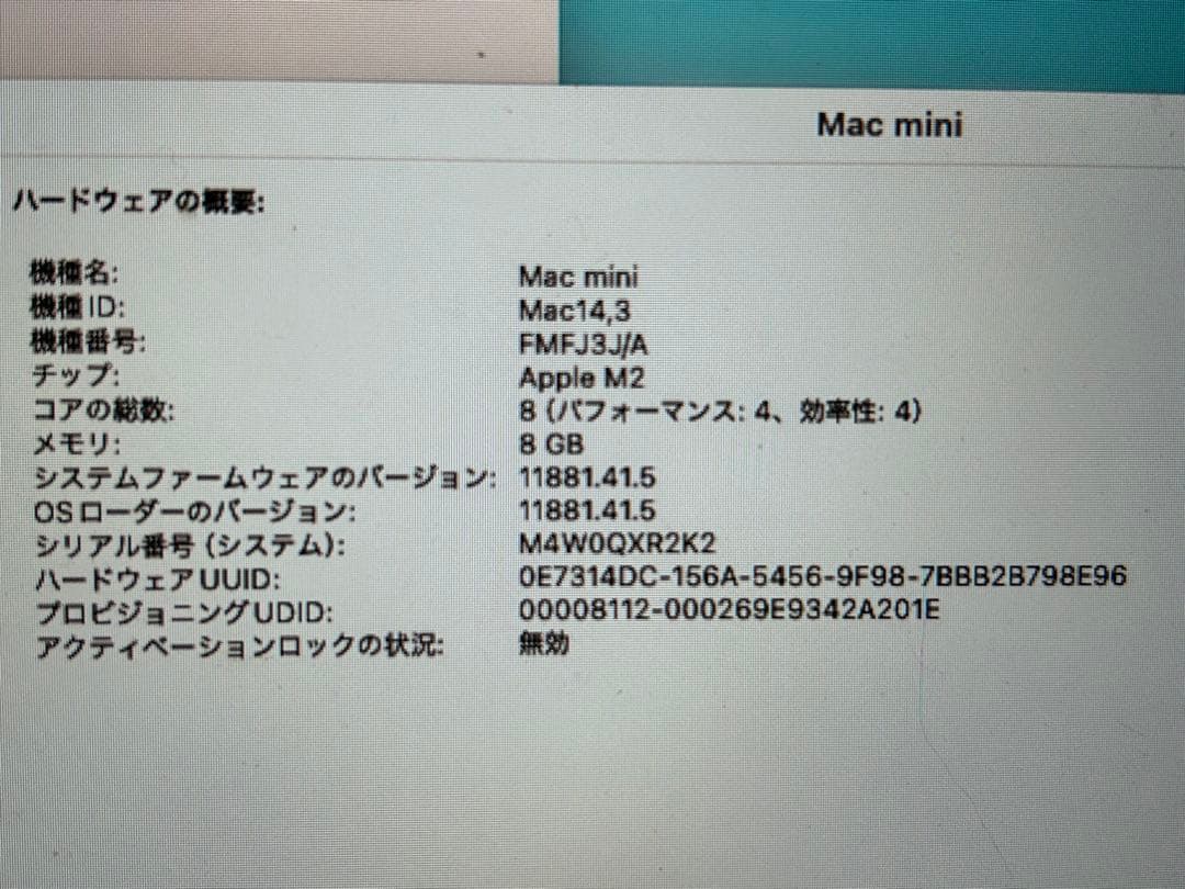 【24年2月購入】Mac mini M2 FMFJ3J/A 美品