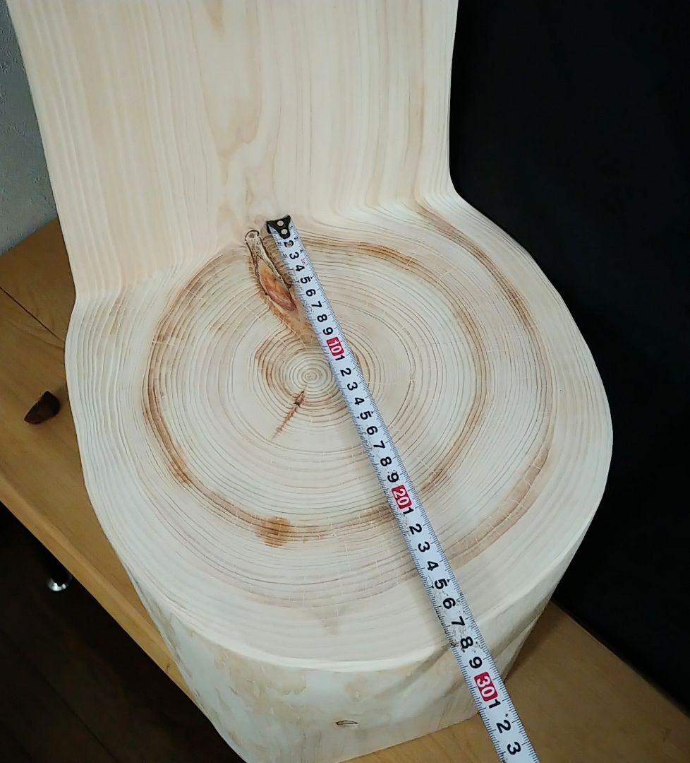 丸太椅子　ヒノキ　背もたれ付き