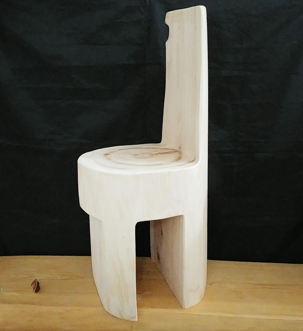 丸太椅子　ヒノキ　背もたれ付き