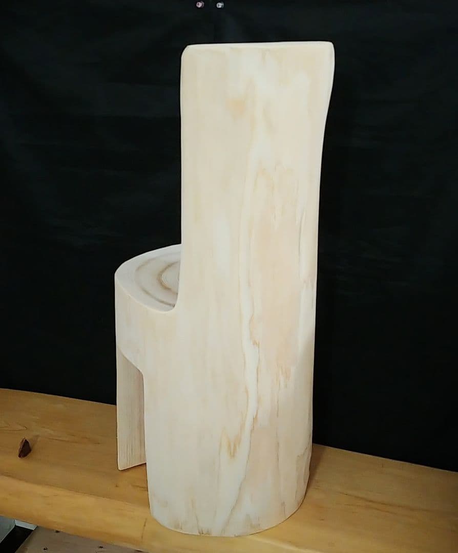 丸太椅子　ヒノキ　背もたれ付き