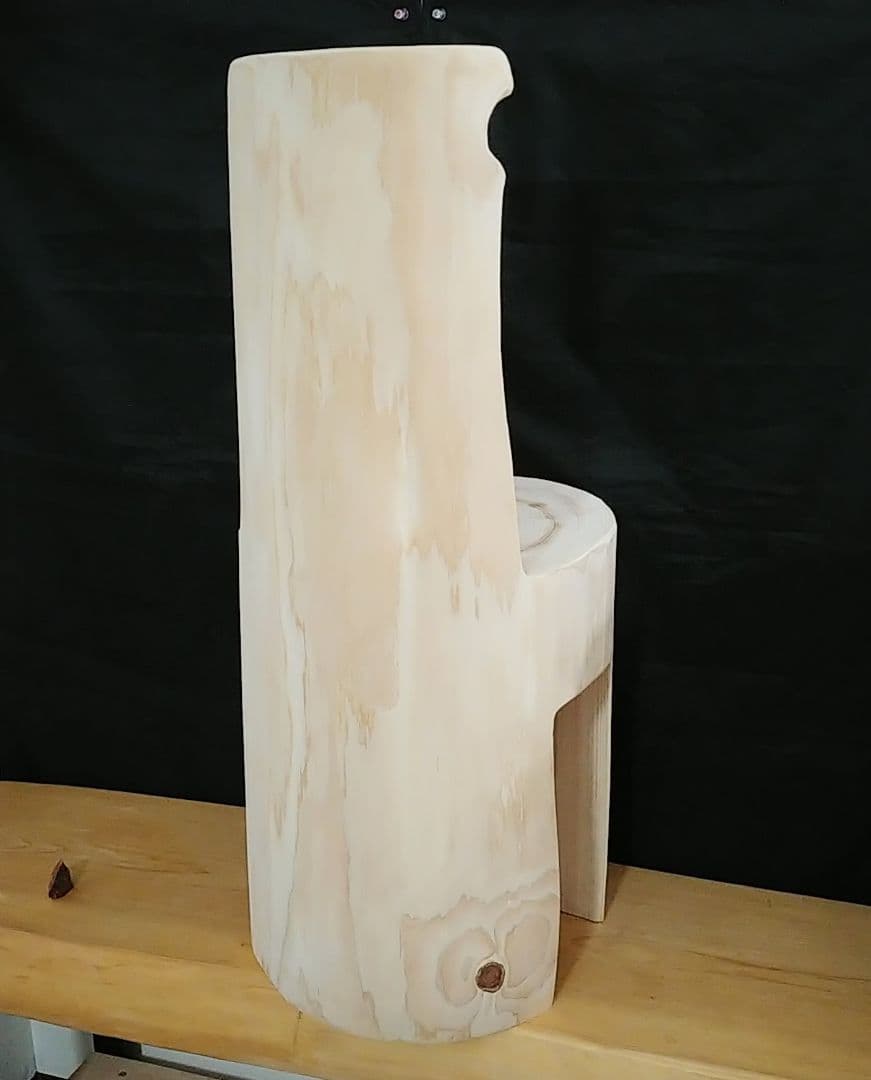 丸太椅子　ヒノキ　背もたれ付き