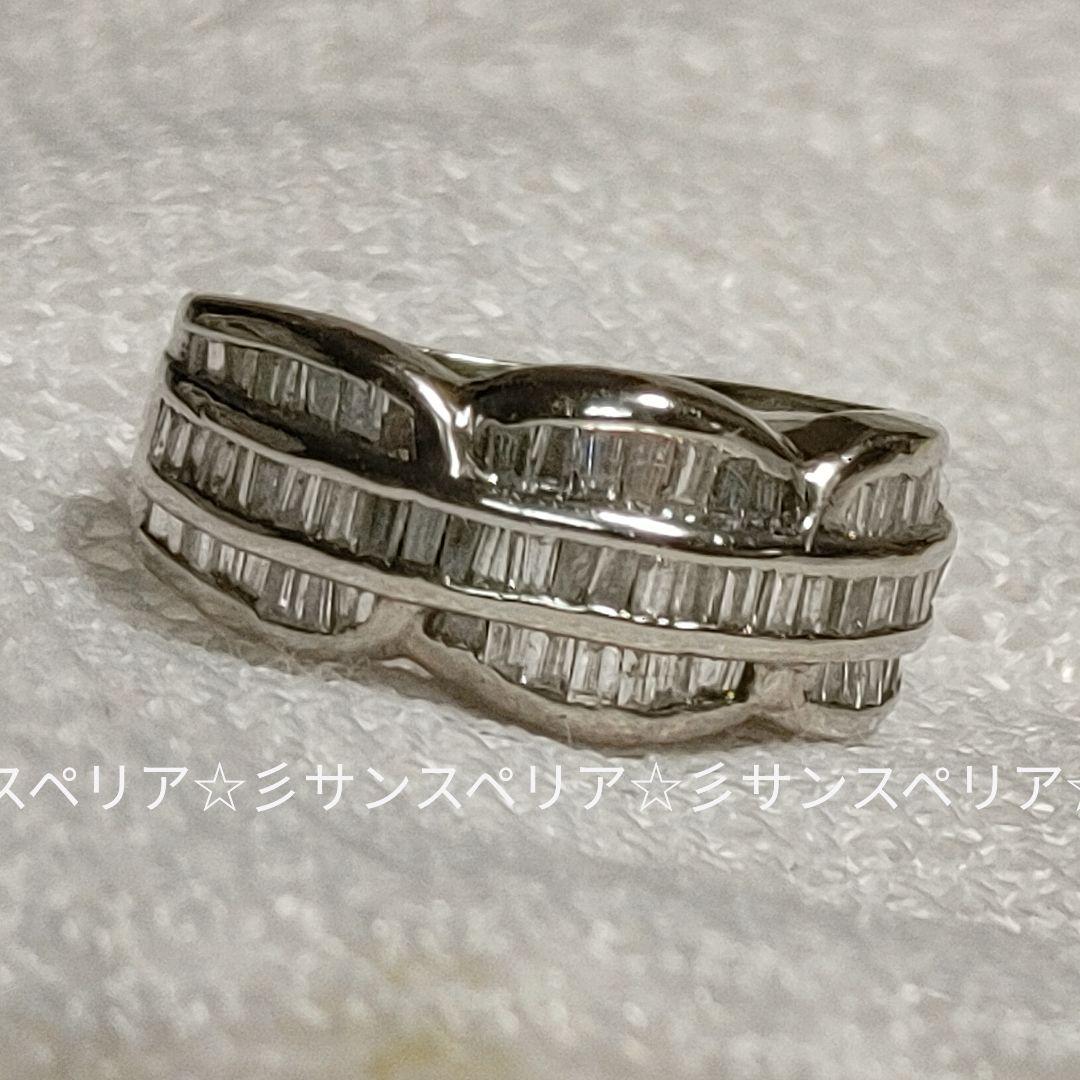 少々訳有 Pt900　テーパーカットダイヤモンド1.00ctのデザインリング