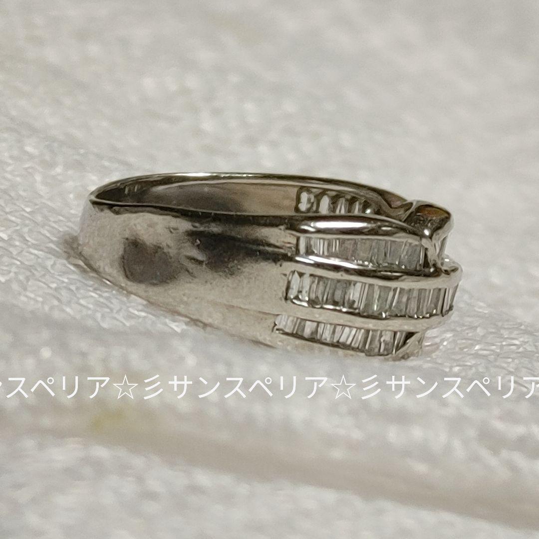 少々訳有 Pt900　テーパーカットダイヤモンド1.00ctのデザインリング