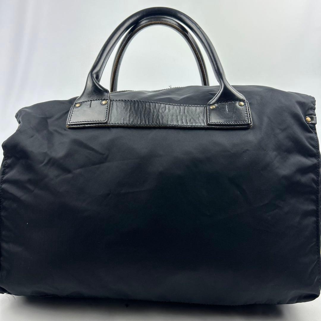 【美品】フェリージ　ボストンバッグ　2way ナイロン　レザー　鍵付き　大容量