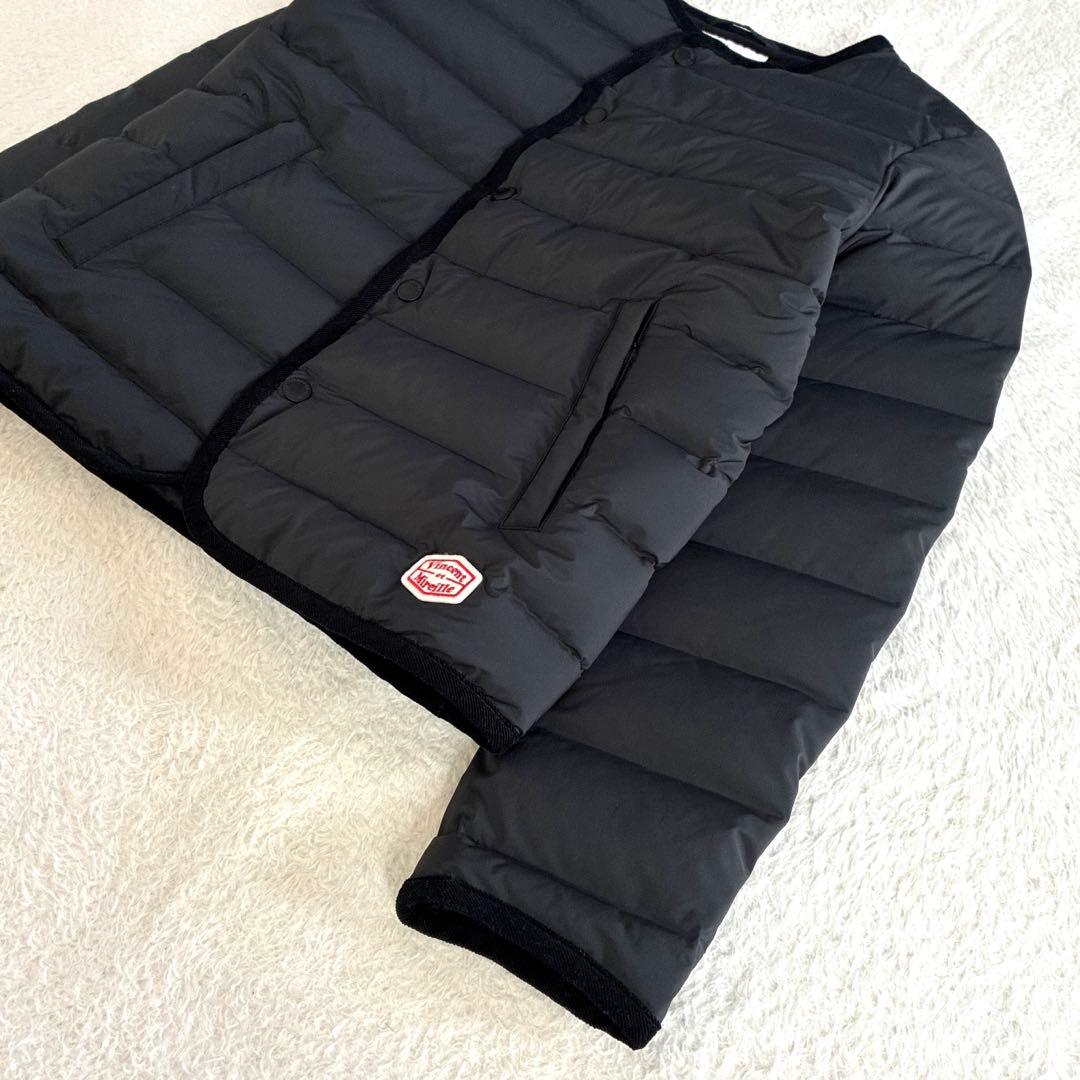 美品 バンソンエミレイユ ステッチレスダウンカーディガン 黒 ダウンジャケット
