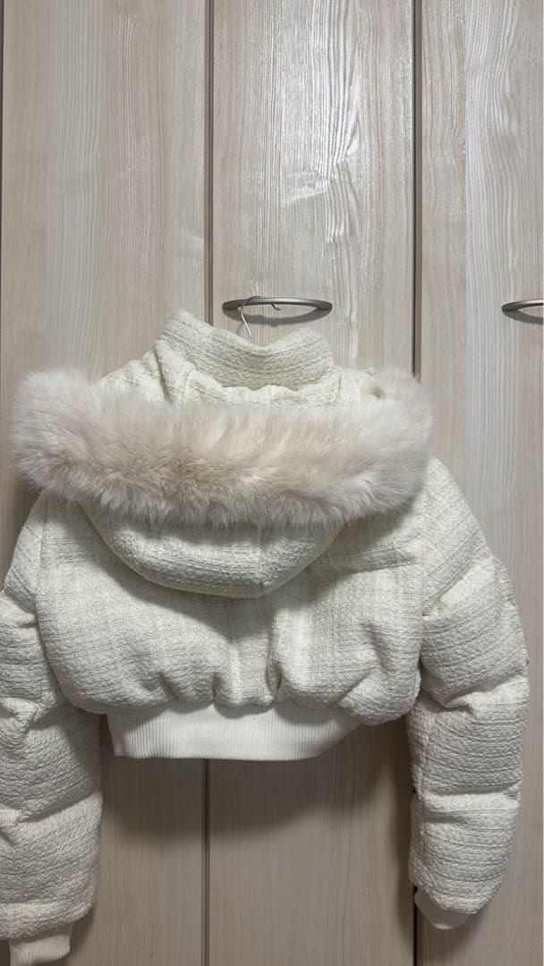 値下げ！Randy ホワイト Sサイズ　アシンメトリーバックルツイードダウン