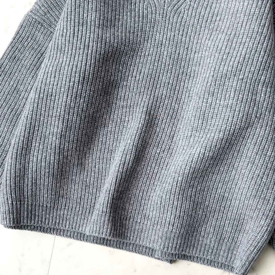 美品 Theory セオリー Vネック リブニット カシミヤウール グレー