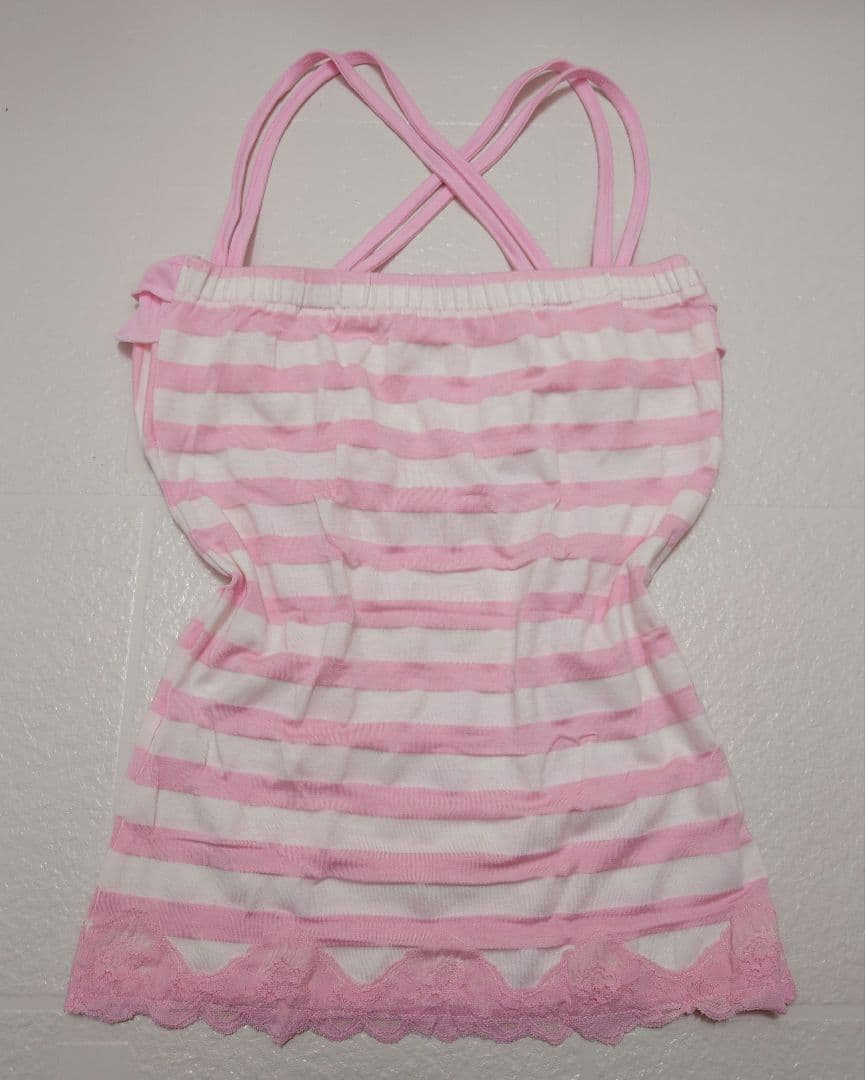 LIZLISA TRARA 希少 ピンクストライプ フリルキャミソール