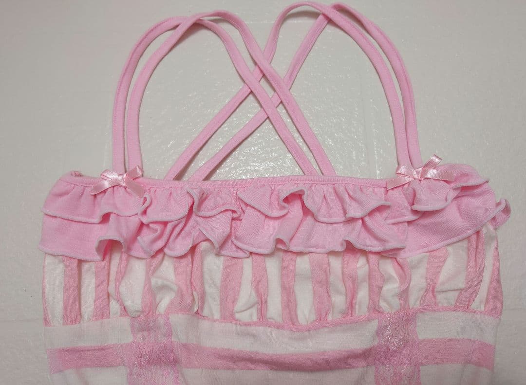 LIZLISA TRARA 希少 ピンクストライプ フリルキャミソール