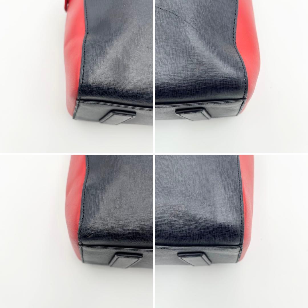 ポールスミス A4◎ カラーブロック トートバッグ レザー ネイビー レッド