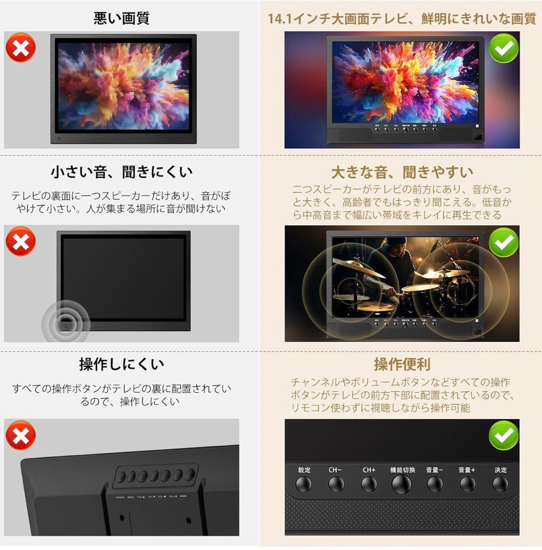 ポータブルテレビ 録画機能付き テレビ小型 14.1インチ