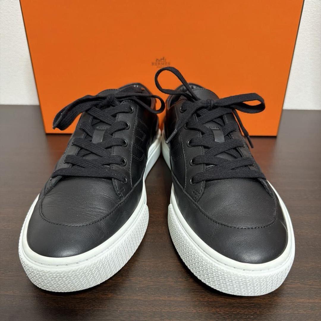 エルメス ディープ レザー スニーカー size 41.5 ブラック メンズ