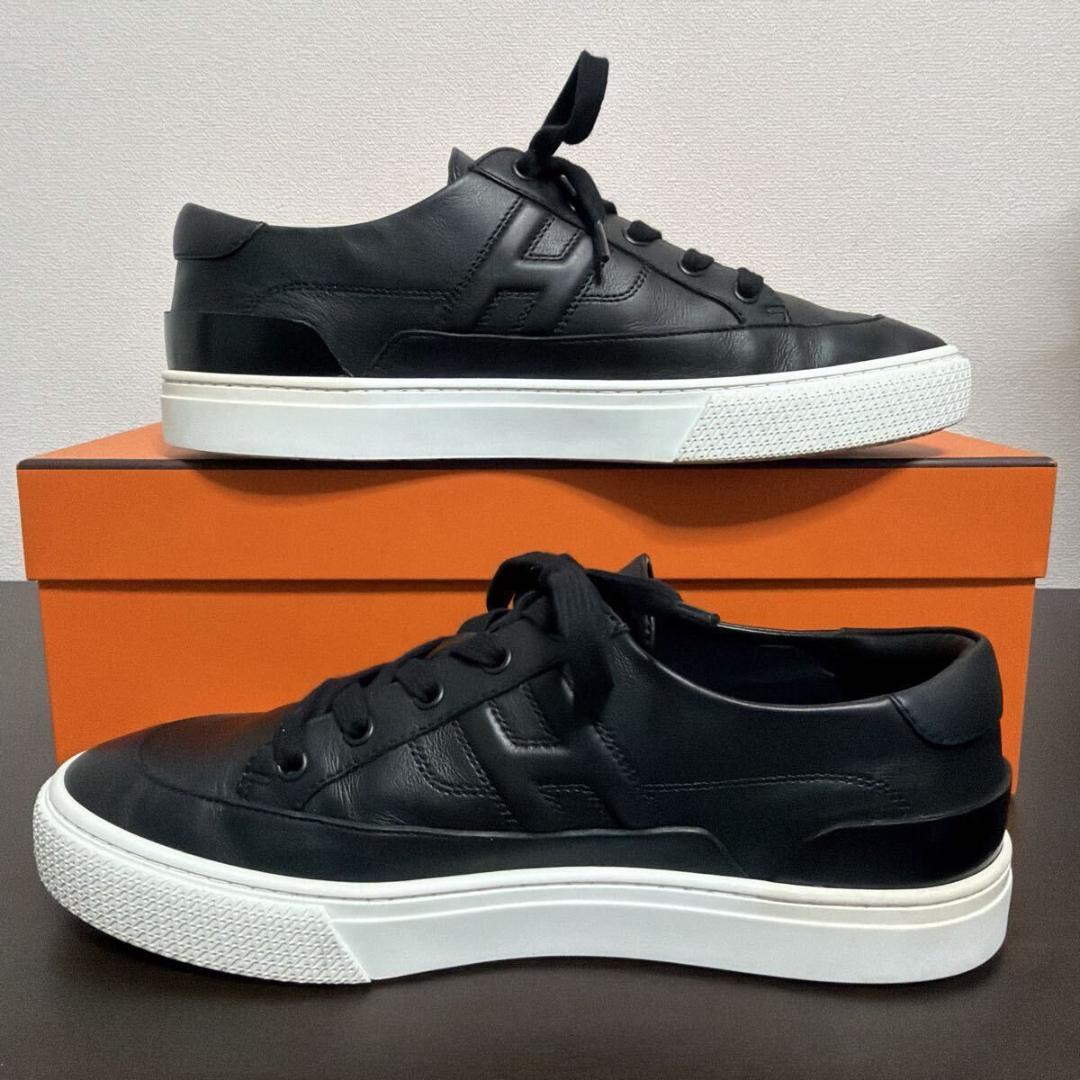 エルメス ディープ レザー スニーカー size 41.5 ブラック メンズ