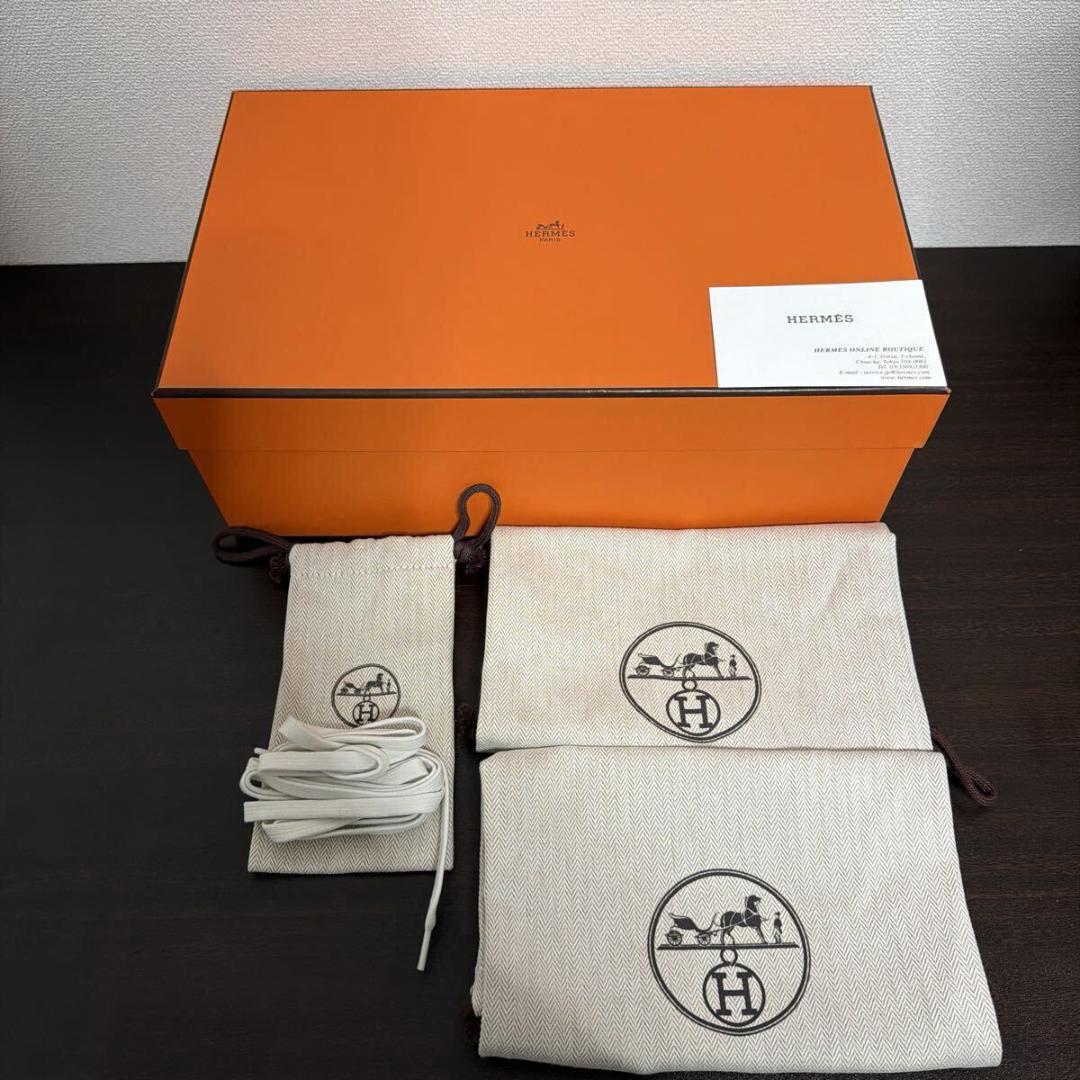 エルメス ディープ レザー スニーカー size 41.5 ブラック メンズ