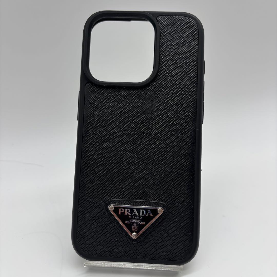 箱付き✨ プラダ iPhone 15pro スマホケース 三角ロゴ レザー 黒