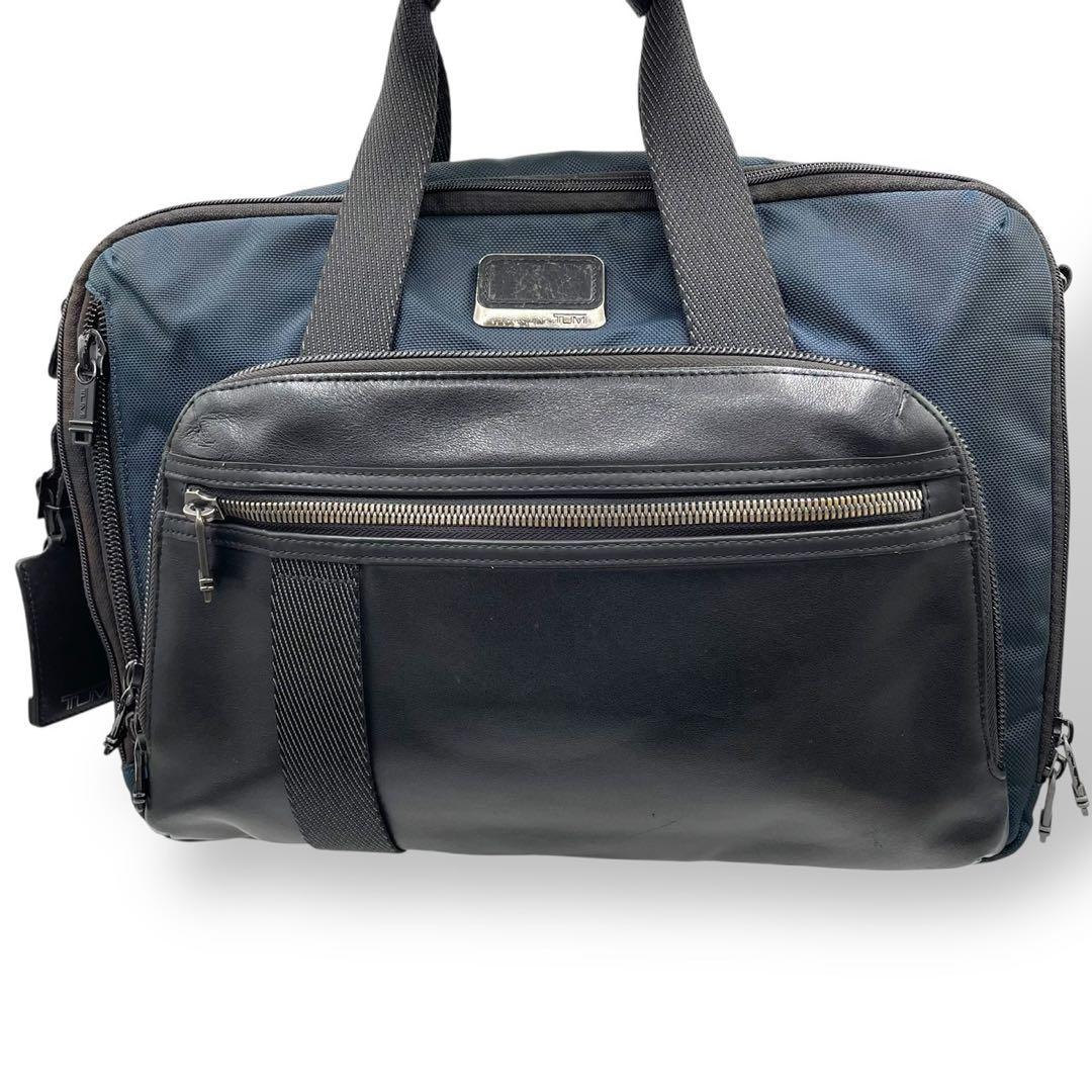 美品　トゥミ　3way ビジネスバッグ　ブラボー　マウンテン　レザー　ネイビー
