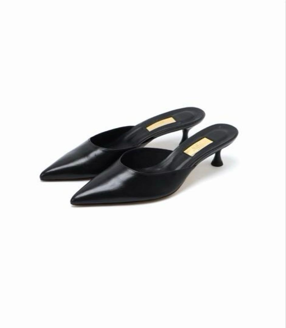 GRISE ブラック ポインテッドトゥ ミュール M