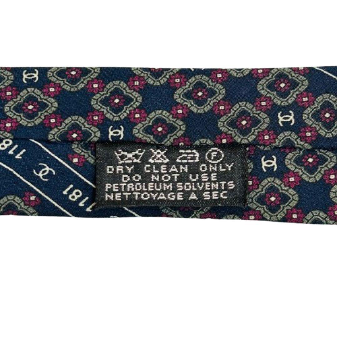 【CHANEL】シャネル ネクタイ ネイビー ドット柄 ロゴ メンズ ブランド