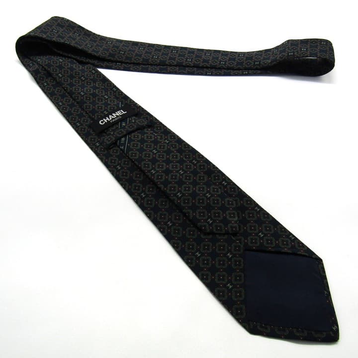 【CHANEL】シャネル ネクタイ ネイビー ドット柄 ロゴ メンズ ブランド