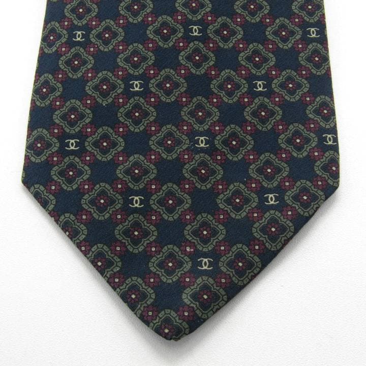 【CHANEL】シャネル ネクタイ ネイビー ドット柄 ロゴ メンズ ブランド