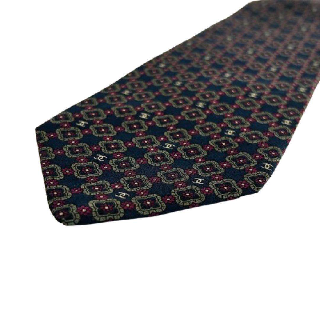 【CHANEL】シャネル ネクタイ ネイビー ドット柄 ロゴ メンズ ブランド