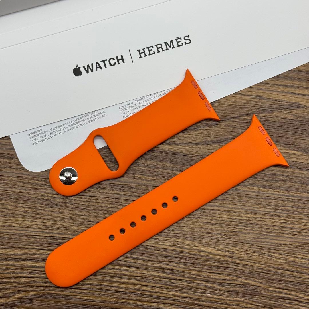 2291 Apple Watch エルメス　オレンジ　ラバー　スポーツバンド