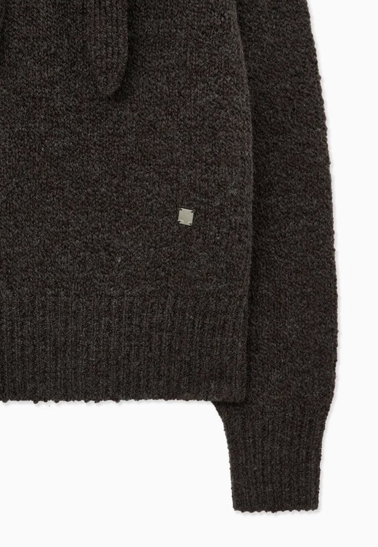 Matin Kim フード付きニットセーター ブラウン