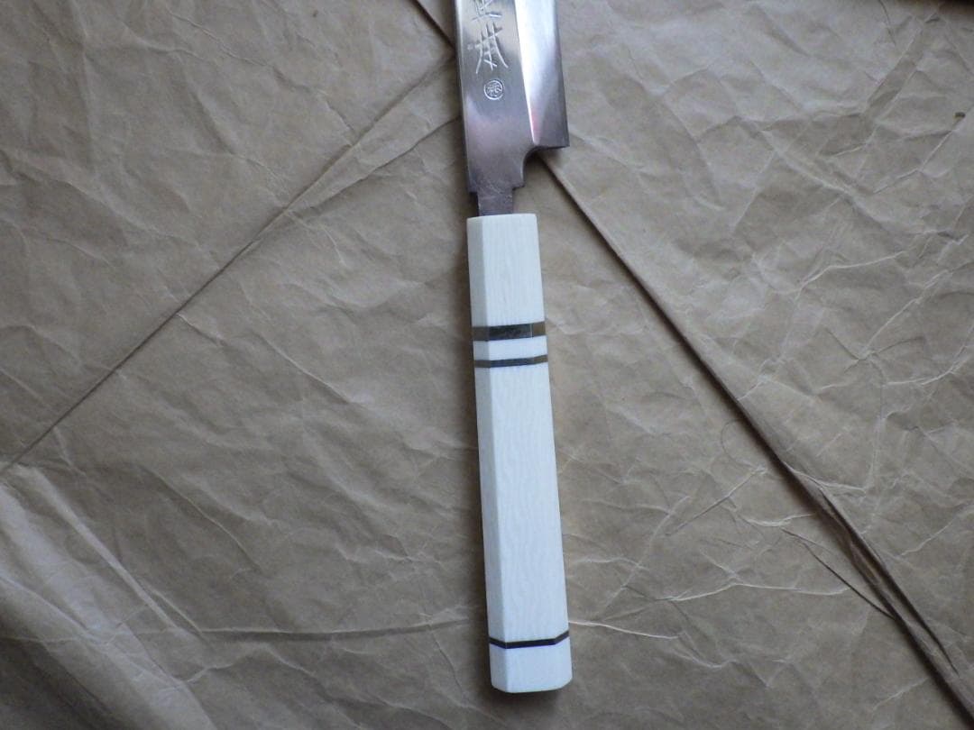 正本★柳刃刺身包丁・水焼★人工象牙八角柄★鞘付属★