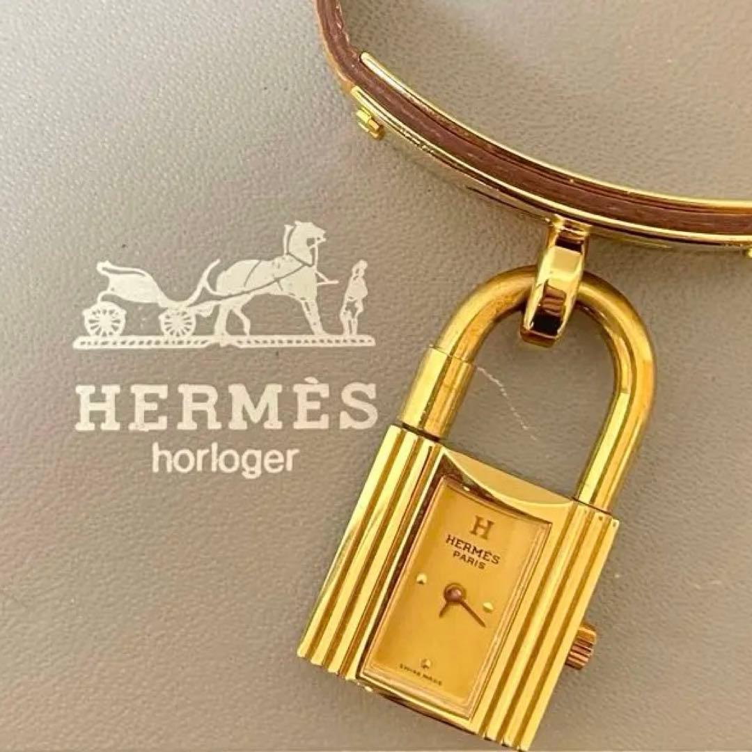 あ*♡様 HERMES ケリーウォッチ ゴールド×ライトブラウン 腕時計 現状お